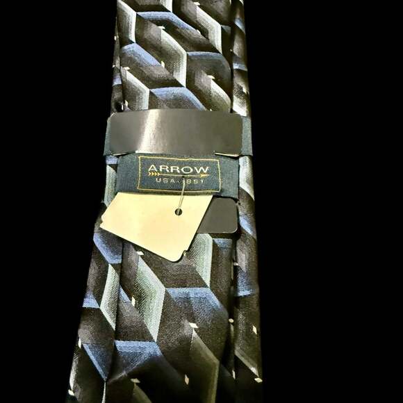 Arrow Men’s Silk Geometric Neck Tie Gray - Picture 4 of 4
